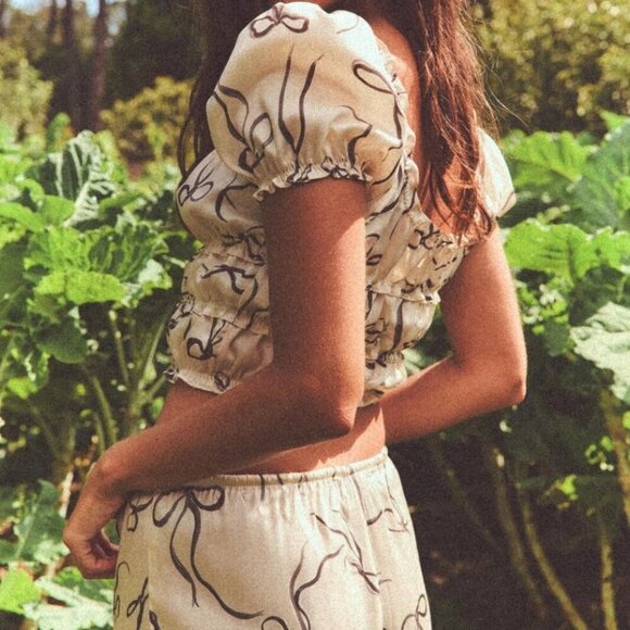 Zara Cream and Black Wide Leg Pants & Top Set - Picture 2 of 11